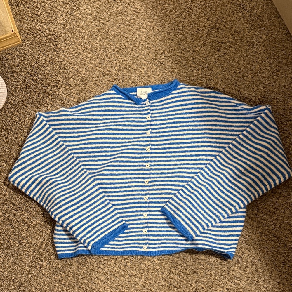 Piper Cardigan in Blue and White Stripe